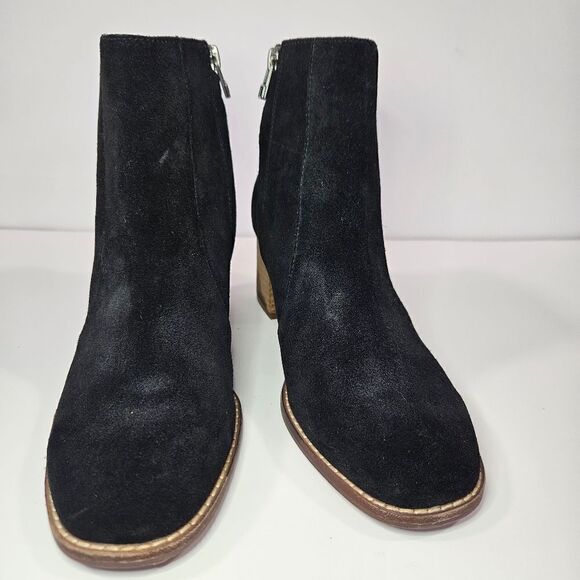 Madewell Bryce Suede Minimalist Stacked Heel Almond Toe Chelsea Boot Black 8.5 - Picture 6 of 10